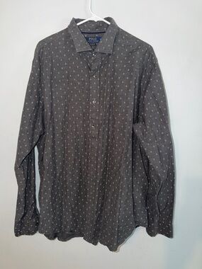 Ralph Lauren Dark Gray Button-Down Shirt with Micro Pattern